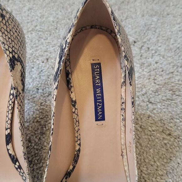 Stuart Weitzman Snake Leather Heels Pump Size 9.5 - Picture 3 of 8